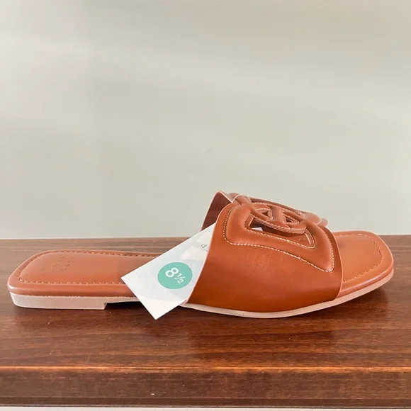 Women's Deidra Slide Sandals - A New Day™ Cognac Memory Foam Insole, Slip On - Picture 9 of 10